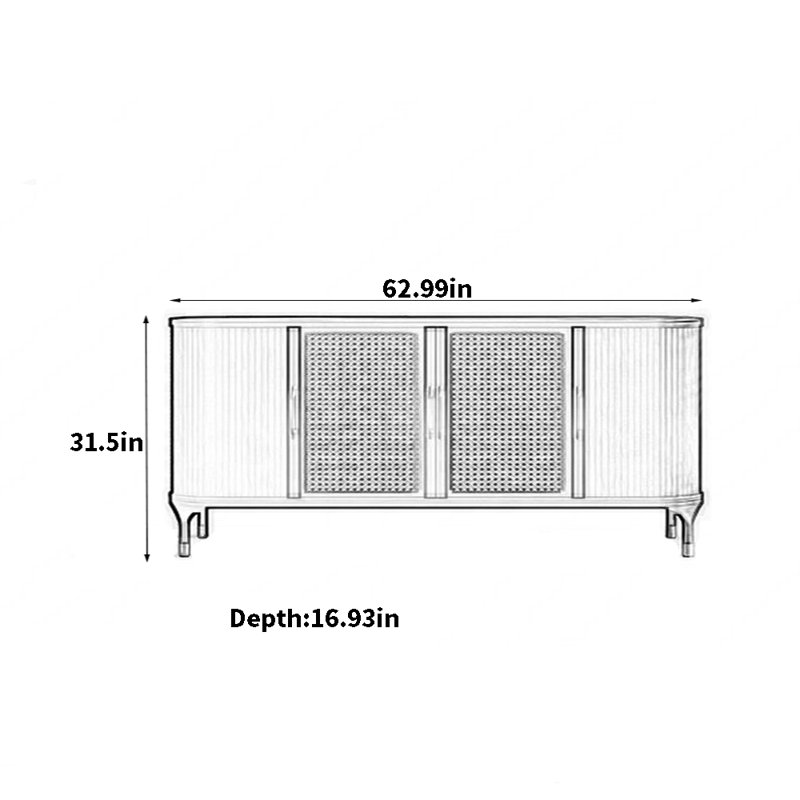 Buffet grande capacité, 31.5" H x 62.99" W x 16.93" D, Burlywood
