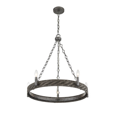 Bolton 5 - Light Dimmable Wagon Wheel Chandelier
