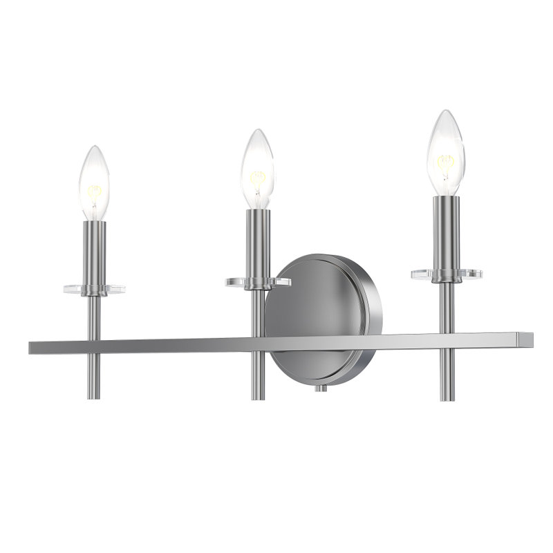 Sapello Plug & Play 3-Light Vanity Light in Transitional and Modern Style-6.85 Inches Tall and 22 Inches Wide, Brushed Nickel