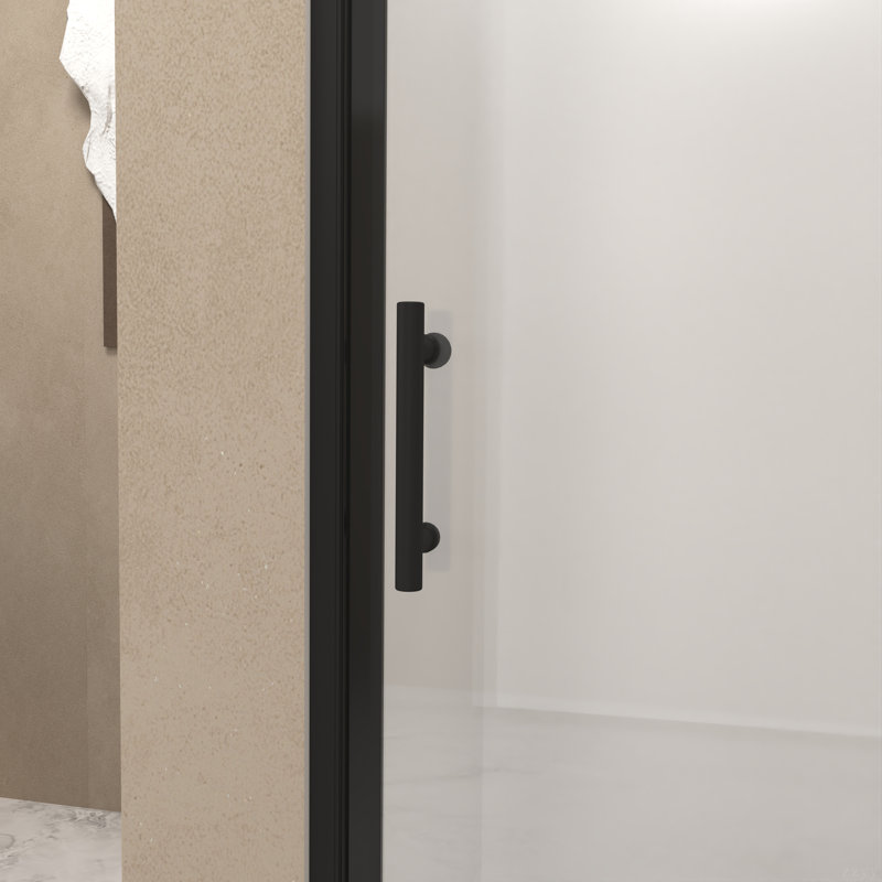 Bifold Shower Door, 1/4"(6Mm) Tempered Glass, Matte Black Aluminum Frame, Explosion Proof Film, Matte Black