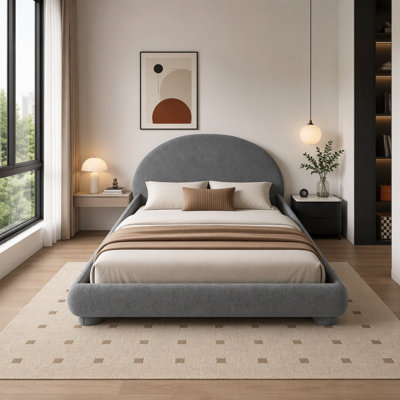 Lit plateforme en tissu bouclé Boucle