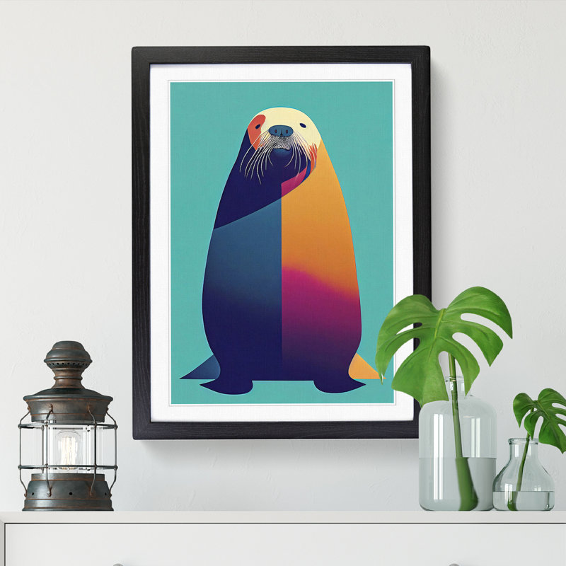 Walrus Abstract - Single Picture Frame Print, 46cm H x 34cm W x 2cm D, Walnut