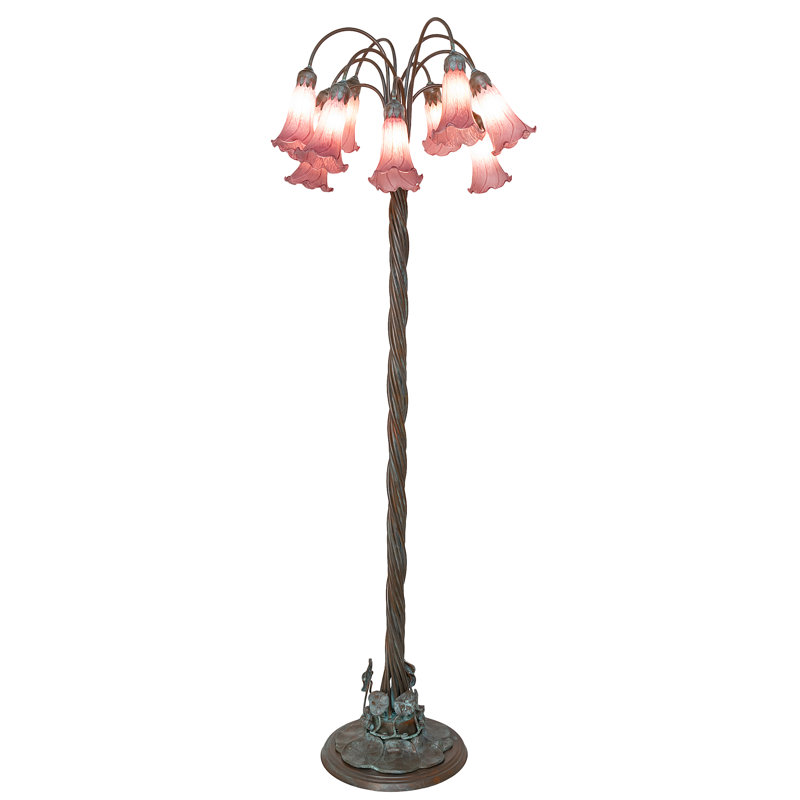 Lampe sur pied lilas 61 lumières 61 po Tiffany Pond, Pink