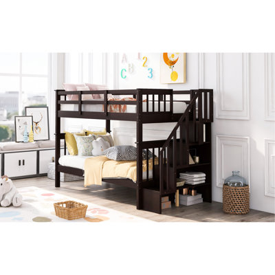 Lit superposé Twintwin avec rangement spacieux et garde-corps pour le rangement dans la chambre à coucher, utilisation