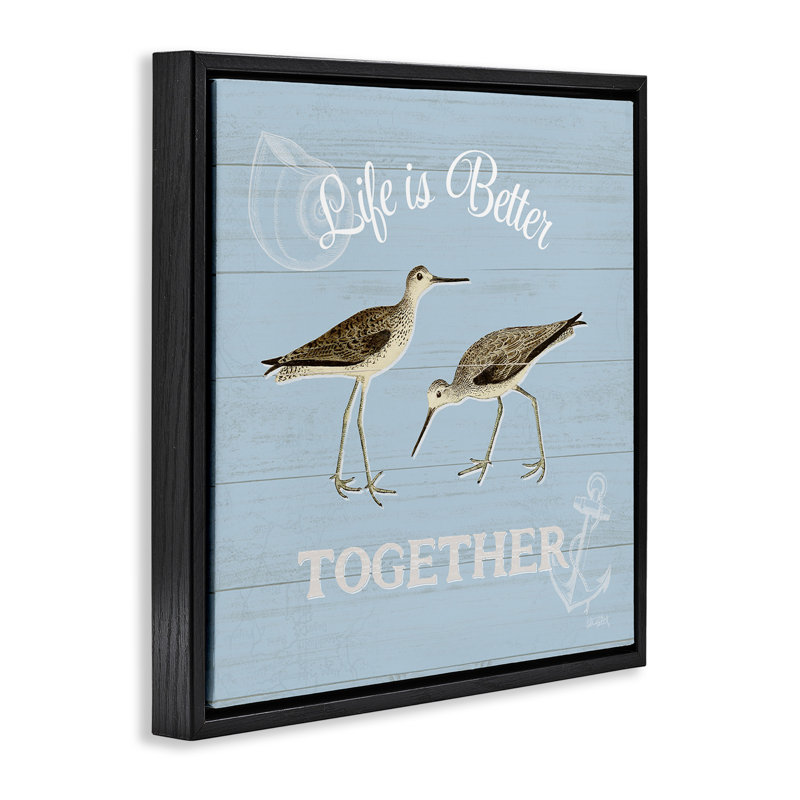 «Better Together Coastal Sandpipers», Cadre flottant noir de jais, H 25 po x l 25 po