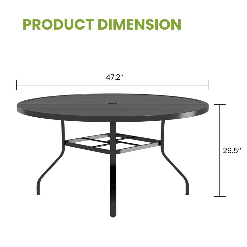 Table de salle à manger 47 po, 29.52" H x 47.25" W x 47.25" D, Noir