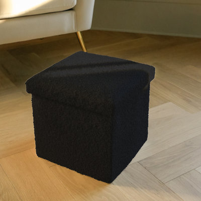 Go-Poufs Knock-Down Small Cube Teddy Boucle Storage Ottoman | 12"x12"x12" | by Lifestyle Group Distribution