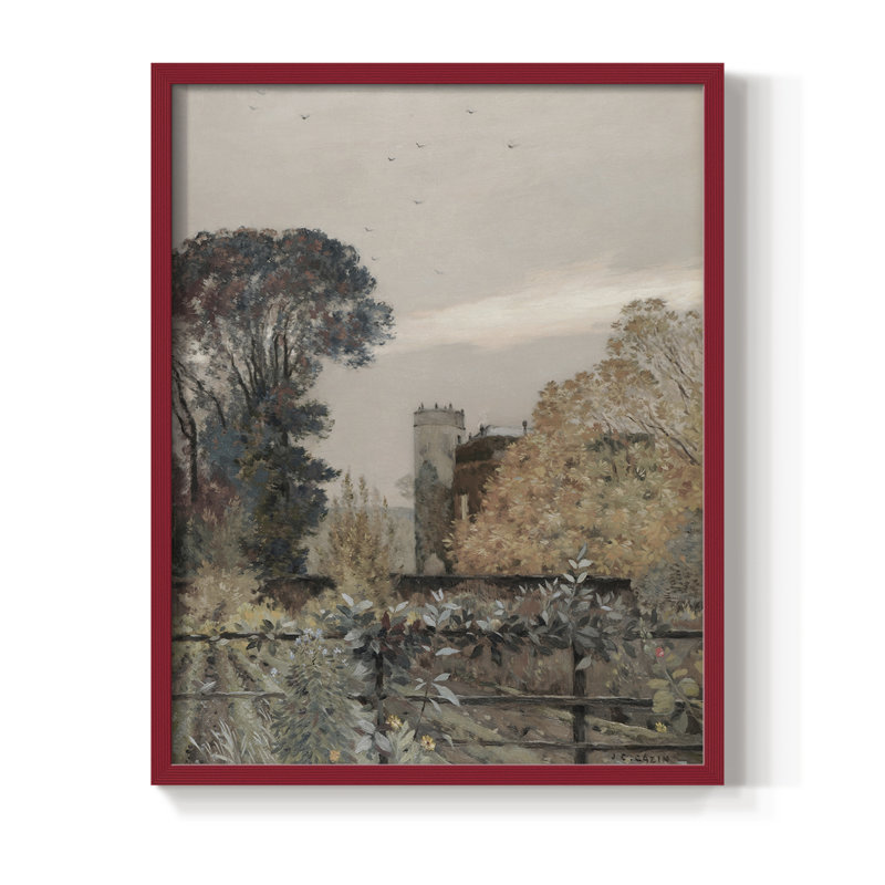 Vintage Landscape CXLIX Framed Print - Solid Wood, H 11 po x l 9 po, Rouge