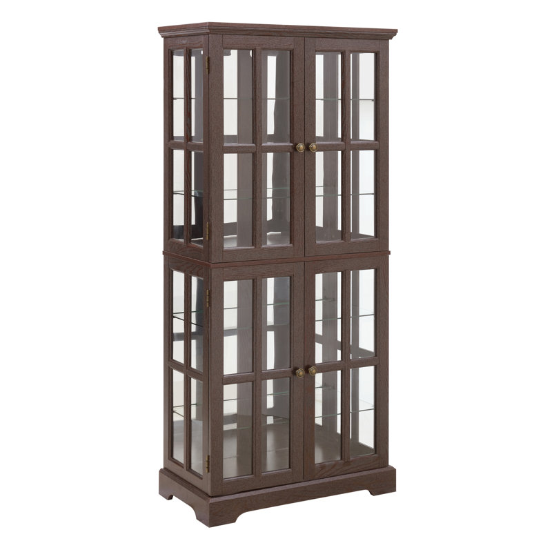 Elegant China Cabinets Cherry Finish Vintage Style Adjustable Storage