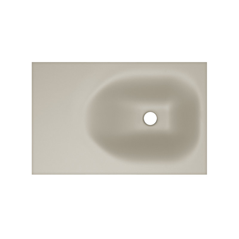 Lavabo de salle de bain mural rectangulaire en béton 24 "avec cadre noir mat Lisse, Taupe mat