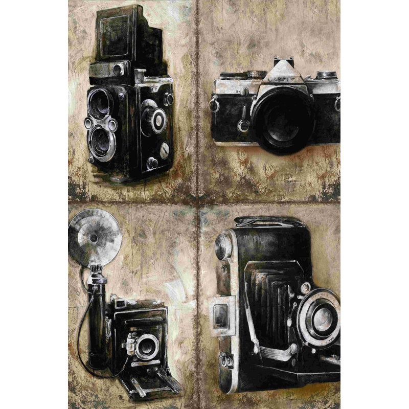 Appareils photo rétro - impression sur toile tendue, L 8 po x H 12 po