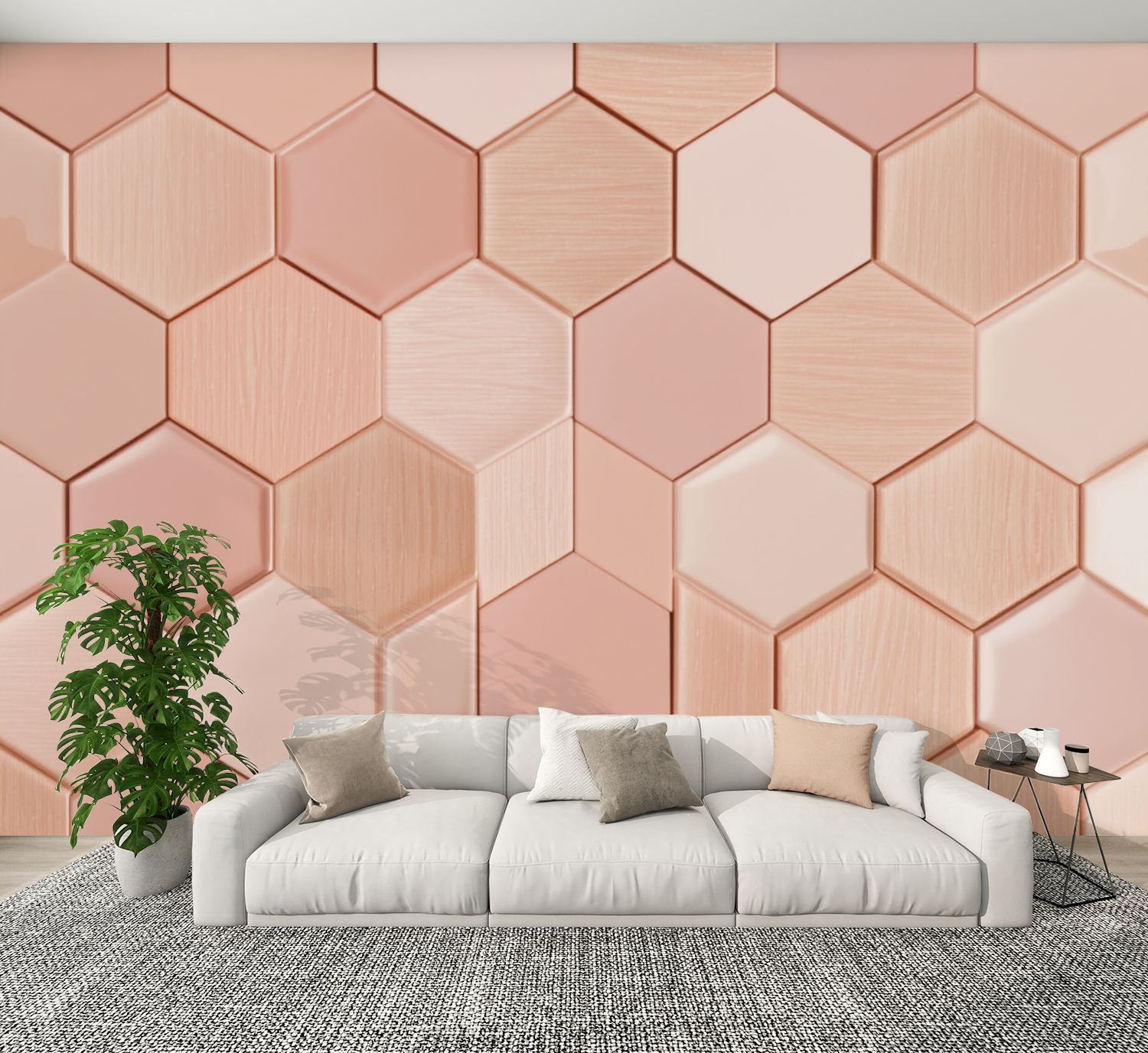 Red Barrel Studio Futuristic Peel and Stick Wallpaper Soft Pink Beige ...
