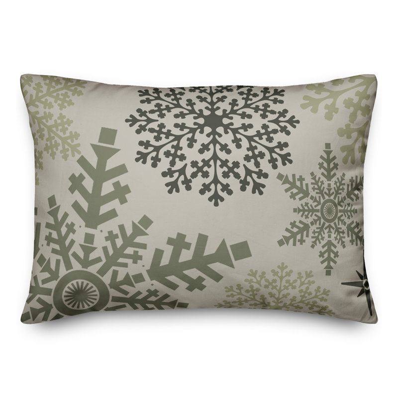  Snowflake Pattern Sage Rectangular Pillow Cover & Insert