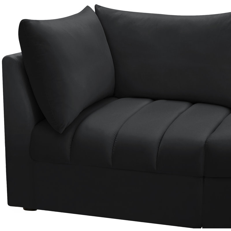 Canapé modulaire réversible en velours de 140 po de large Hertling, Velours noir