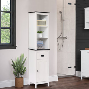 Dorset Bathroom Storage Tower With Open Upper Shelves And Lower