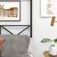 Lit élégant pour appartement, chambre d'amis, cadre de lit à baldaquin en métal, cadre de lit plateforme