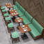 Bancs simples et décontractés revêtus d'un café-restaurant-101232021