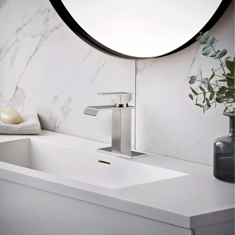 Robinets de salle de bain à poignée simple, robinet de meuble-lavabo moderne avec ensemble de bonde escamotable, drain de lavabo de salle de bain avec trop-plein, acier inoxydable