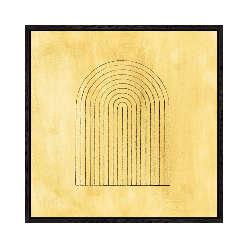 Mustard Mid Century Arch by Whales Way - Print on Canvas, Black Framed, 45.72cm H x 45.72cm W x 3.81cm D