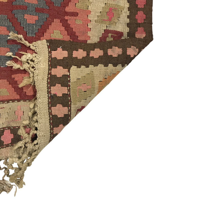 Tapis rose/ivoire en laine Ghelim