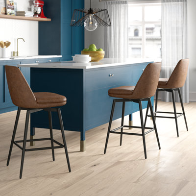 Betzalel Swivel Upholstered Counter Stool with Metal Frame