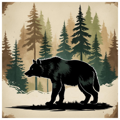 Silhouette d'ours dans une housse de couette forêt