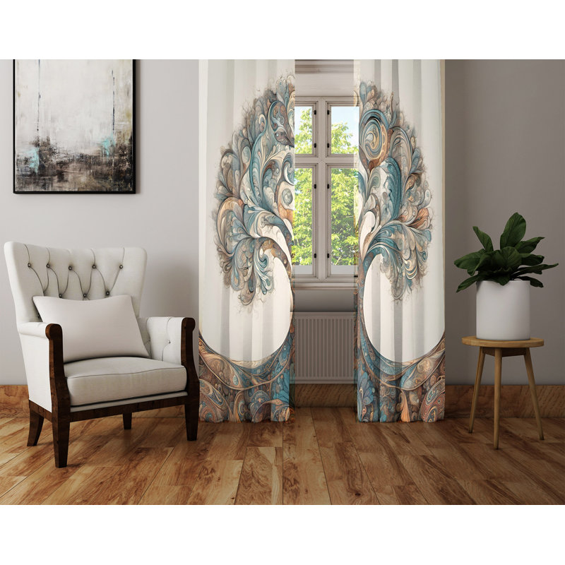 Paire de rideaux semi-transparents en polyester Charmain, L 40 po x L 52 po