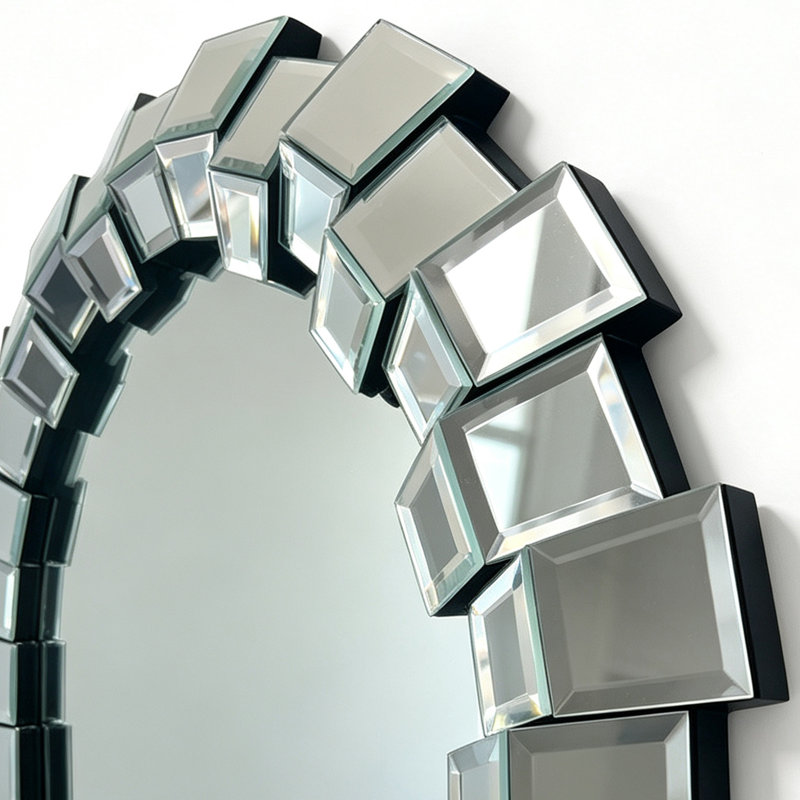 Modern Wall & Accent Mirrors, Silver MDF Geometric Frame for Entryway Home
