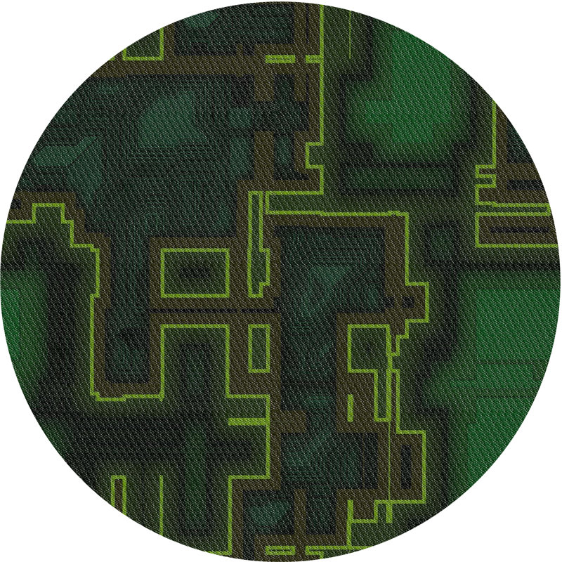 Tapis de zone vert foncé à motifs, Rond 7 pi