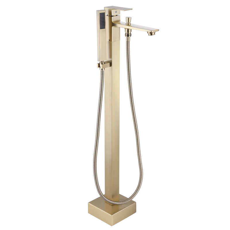 Floor Tub Spout with Diverter, Gold