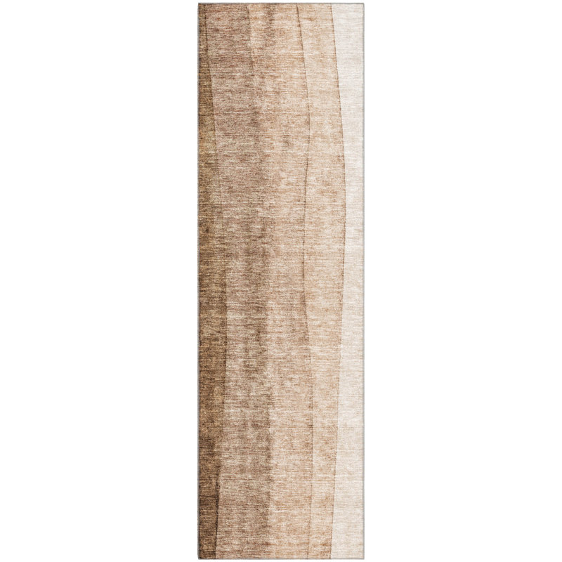 Premium Machine Washable Prisco Brown Rug, Runner 2'3" x 7'6"