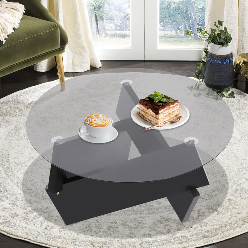 Table d'appoint 31,5 po avec plateau en verre trempé, Noir