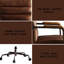 Élégant mobilier de bureau en cuir brun - Chaise pivotante avec siège réglable avec fonction de levage rétro, rembourrage confortable, structure en métal, chic-1310804661