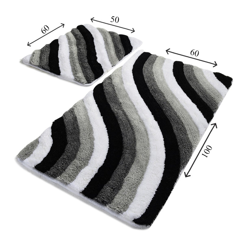 Ensemble de 2 tapis de bain Caulkins, Gris / blanc
