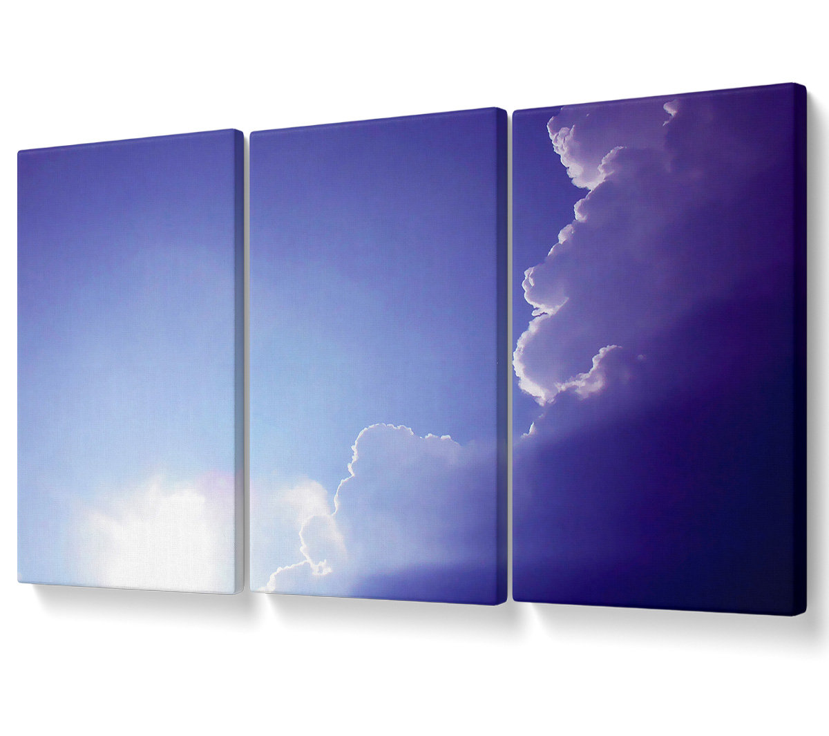 Ebern Designs Sun Through the Clouds - 3 Piece Wrapped Canvas Graphic ...
