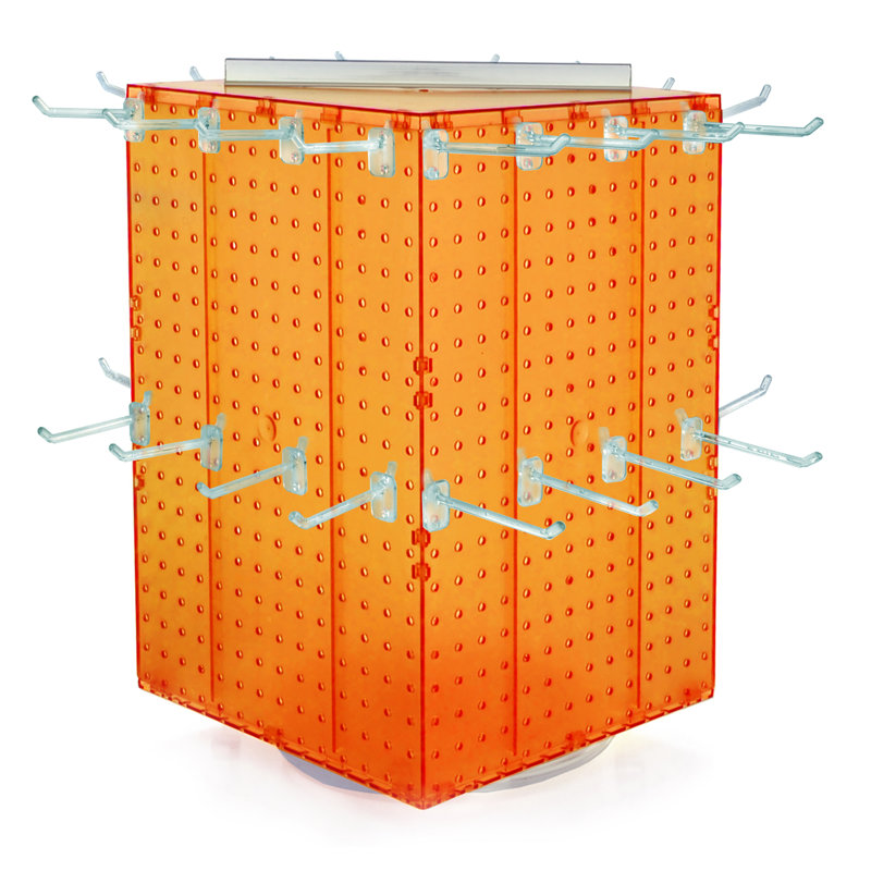 Four-Sided Revolving 14"W x 20"H Pegboard Counter Display w/ 32 4" Hooks