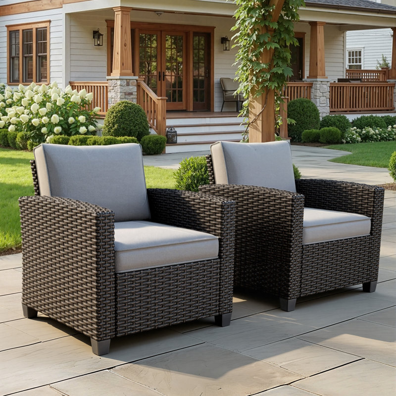  Furniture Set,2 Piece PatioWicker Outdoor Patio Conversation Set with Extra Wide & Thick Cushions, Rattan Outdoor Furniture Set for Backyard, Porch & Deck