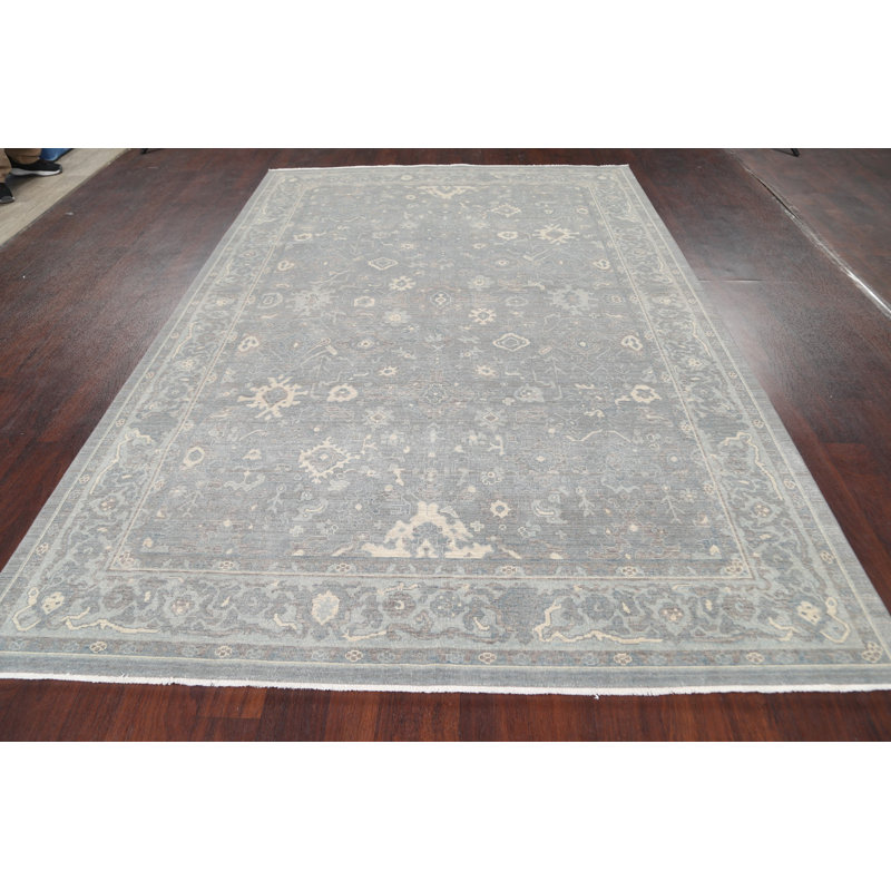 Tapis décoratif gris en laine oriental