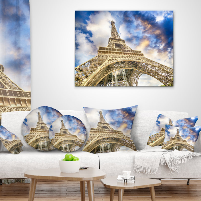 Oreiller en tour de paris cityscape, Rectangle 12" x 20"
