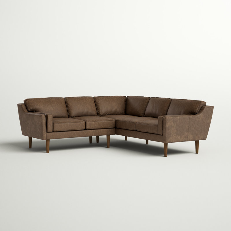 Canapé modulaire Cade, Cuir véritable brun clair