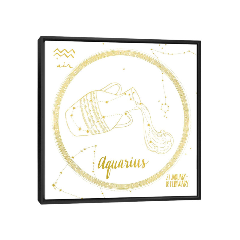 Night Sky Series: Verseau sur toile tendue, H 18 po x l 18 po x P 1,5 po, Toile encadrée noire, Pas de tapis