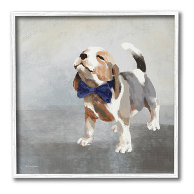 Happy Beagle in Bowtie Framed Giclee Art by Molly Mattin