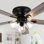 Ventilateur de plafond encastré 52 po avec 3 lumières et télécommande, ventilateur DC 6 vitesses pour profil bas Farmhouse