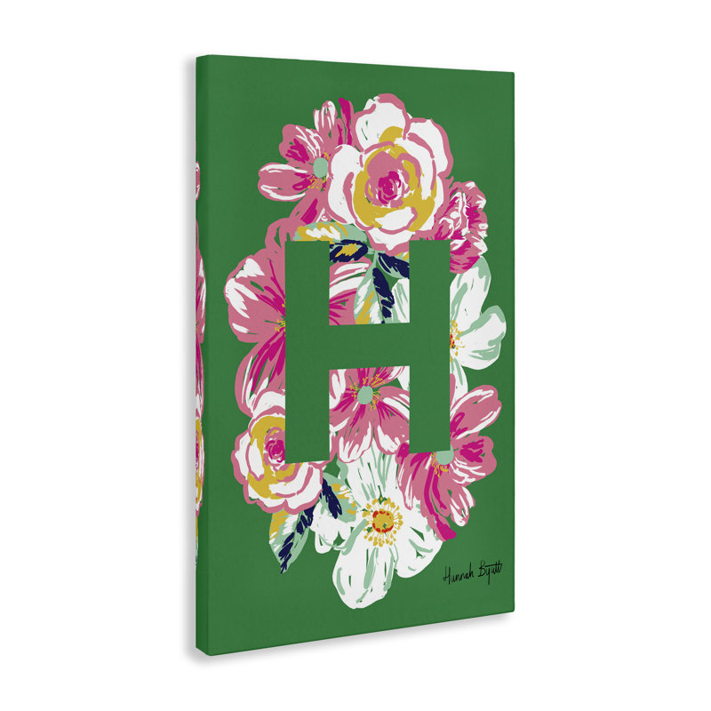 Art floral sur toile Floral Bloom Lettre H par Hannah Louise Byatt, H 36 po x l 24 po
