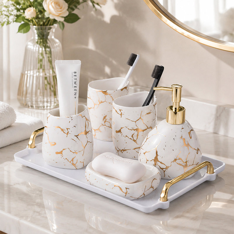 Gold Marble Look Bathroom Decor