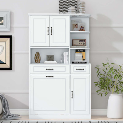 Tall Freestanding Storage Cabinet With Drawers And Doors