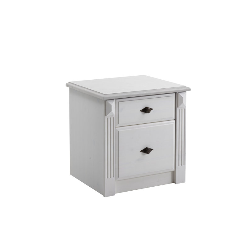 Eva 53cm W Wood Bedside Table, Grey/Leach-coloured