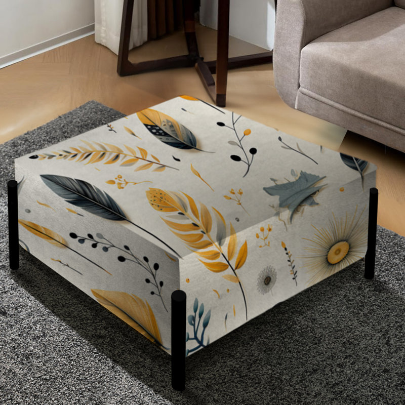 Nomadic Serenity Boho Motif I - Grand repose-pieds carré botanique