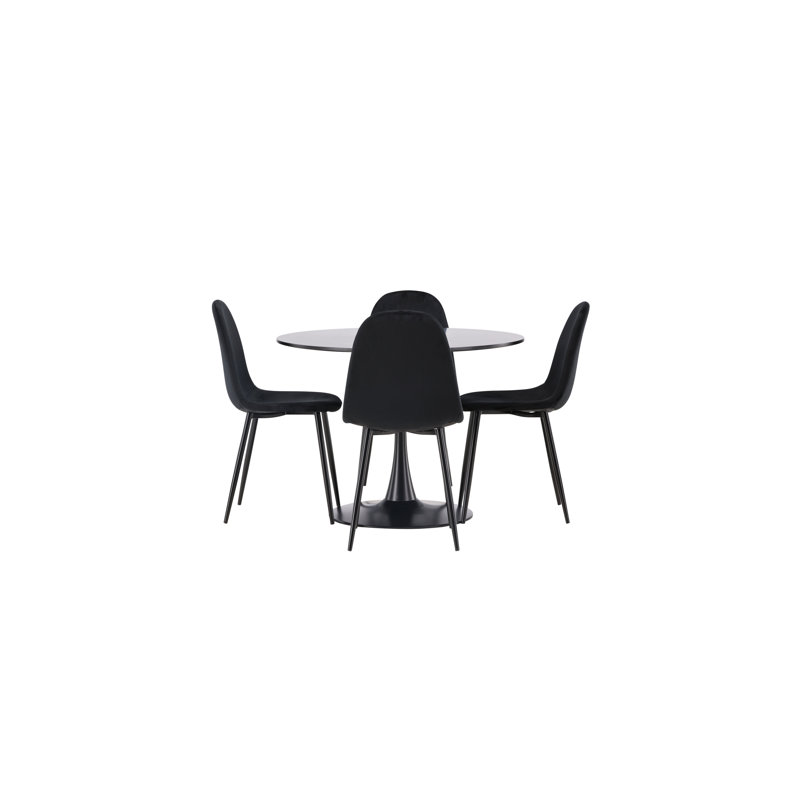 Thacker 4 - Person Dining Set, Black, Black