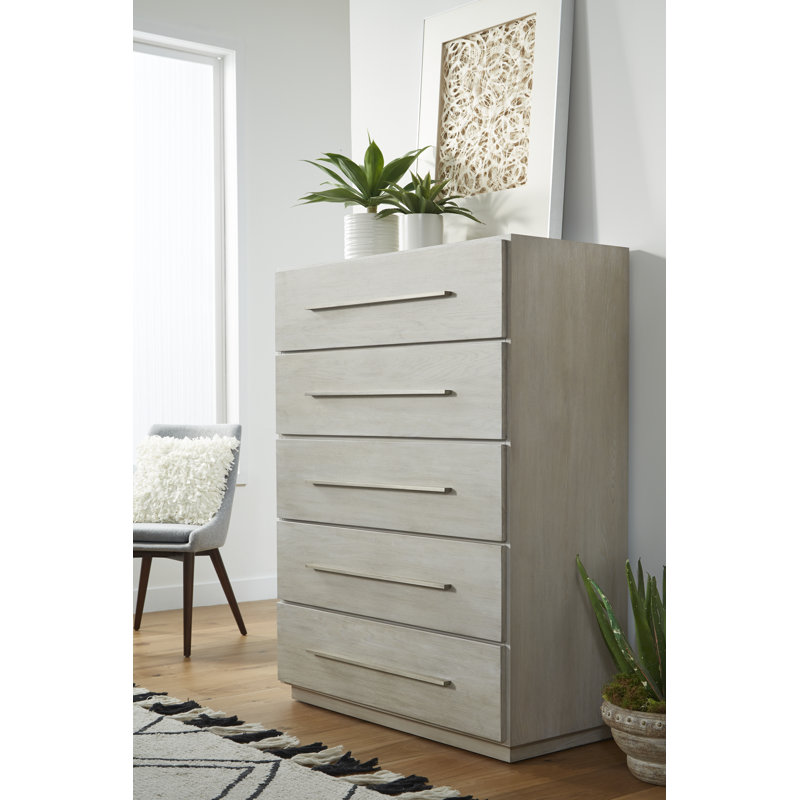 Jabien 40'' W 5 - Drawer Dresser, Cotton Gray